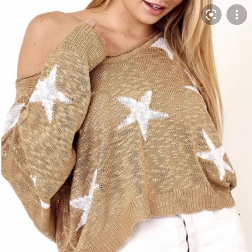 Olivaceous Tan Star Sweater